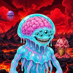 Oozlings #9477, Jellyfish Brain · Lava Fields