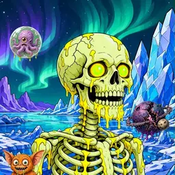 Oozlings #9478, Mutated Skull · Aurora Ice