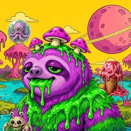 Oozlings #9482, Mutated Slime Sloth · Turquoise Swamp