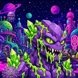 Oozlings #9487, Crystal Rock · Neon City
