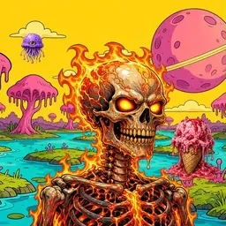 Oozlings #9488, Fire Skull · Turquoise Swamp