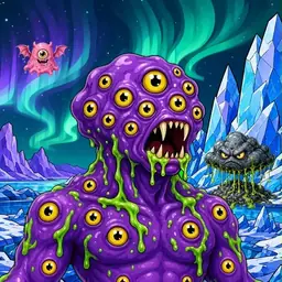 Oozlings #9502, Eyeball Cluster · Aurora Ice