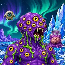 Oozlings #9507, Eyeball Cluster · Aurora Ice