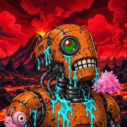 Oozlings #951, Rusty Robot · Lava Fields
