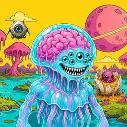 Oozlings #9511, Jellyfish Brain · Turquoise Swamp