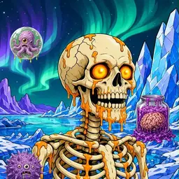 Oozlings #9513, Skull · Aurora Ice