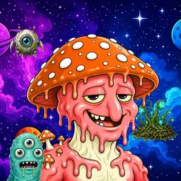 Oozlings #9514, Mutated Mushroom Head · Void Nebula