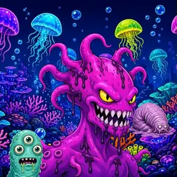 Oozlings #9519, Squid · Glow Reef