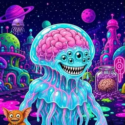 Oozlings #952, Jellyfish Brain · Neon City