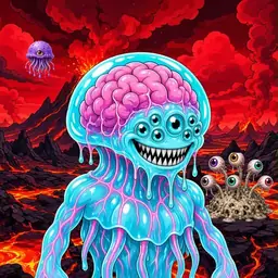 Oozlings #9522, Jellyfish Brain · Lava Fields