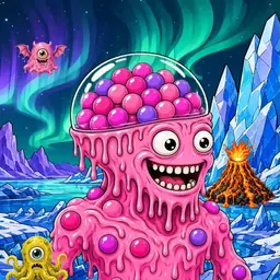 Oozlings #9536, Gumball Brain · Aurora Ice