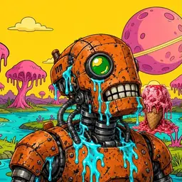 Oozlings #9539, Rusty Robot · Turquoise Swamp