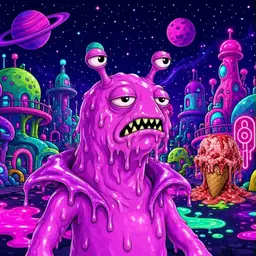 Oozlings #9541, Mutated Slug · Neon City