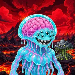 Oozlings #9543, Jellyfish Brain · Lava Fields