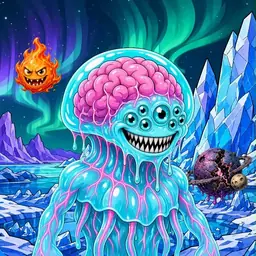 Oozlings #9544, Jellyfish Brain · Aurora Ice