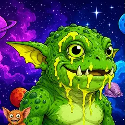 Oozlings #9547, Mutated Toad Goblin · Void Nebula