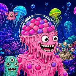 Oozlings #9548, Gumball Brain · Glow Reef
