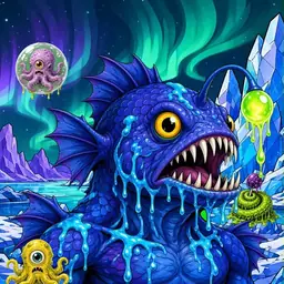 Oozlings #955, Anglerfish · Aurora Ice