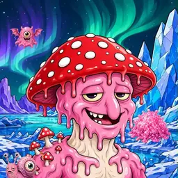 Oozlings #9553, Mushroom Head · Aurora Ice