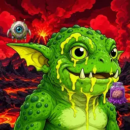 Oozlings #9563, Mutated Toad Goblin · Lava Fields