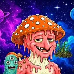 Oozlings #9567, Mutated Mushroom Head · Void Nebula