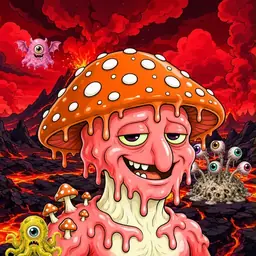 Oozlings #9568, Mutated Mushroom Head · Lava Fields