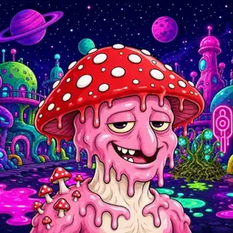 Oozlings #957, Mushroom Head · Neon City