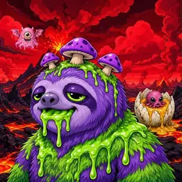 Oozlings #9582, Slime Sloth · Lava Fields
