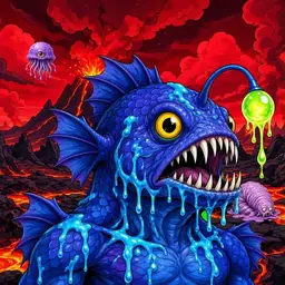 Oozlings #9583, Anglerfish · Lava Fields