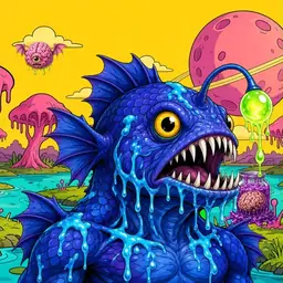 Oozlings #9589, Anglerfish · Turquoise Swamp