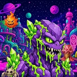 Oozlings #9592, Crystal Rock · Neon City