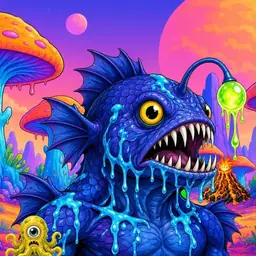 Oozlings #9594, Anglerfish · Mushroom Desert