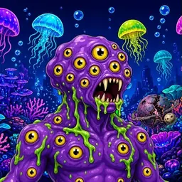Oozlings #9609, Eyeball Cluster · Glow Reef