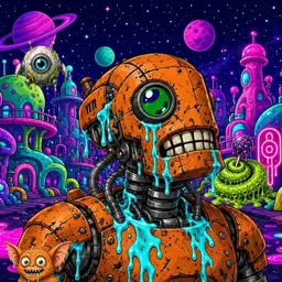 Oozlings #961, Rusty Robot · Neon City