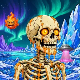 Oozlings #9611, Skull · Aurora Ice