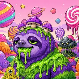 Oozlings #9615, Slime Sloth · Candy Planet