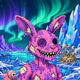 Oozlings #9616, Zombie Bunny · Aurora Ice