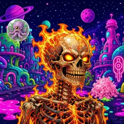 Oozlings #9617, Fire Skull · Neon City