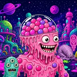 Oozlings #962, Gumball Brain · Neon City
