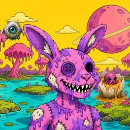 Oozlings #9620, Zombie Bunny · Turquoise Swamp