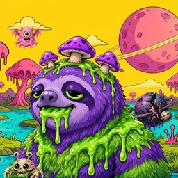 Oozlings #9629, Slime Sloth · Turquoise Swamp