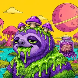 Oozlings #963, Slime Sloth · Turquoise Swamp