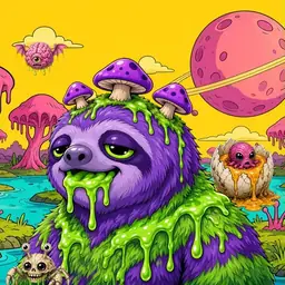 Oozlings #9643, Slime Sloth · Turquoise Swamp