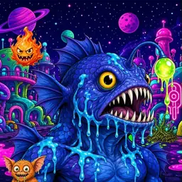 Oozlings #9645, Anglerfish · Neon City