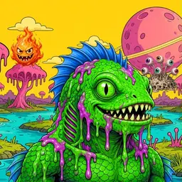 Oozlings #9654, Mutated Swamp Fish · Turquoise Swamp