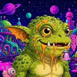 Oozlings #9656, Toad Goblin · Neon City