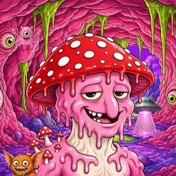 Oozlings #9657, Mushroom Head · Flesh Cave