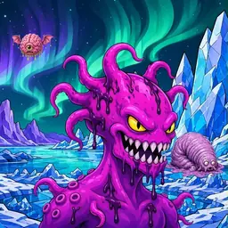 Oozlings #9658, Squid · Aurora Ice