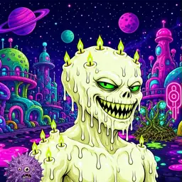 Oozlings #9662, Mutated Candle Wax · Neon City