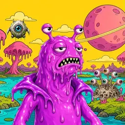 Oozlings #9672, Mutated Slug · Turquoise Swamp